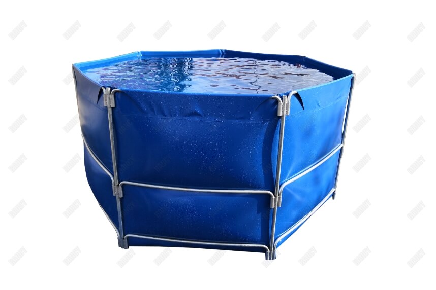 Galvanized plate aquaculture tank in blue, suitable for fish farming