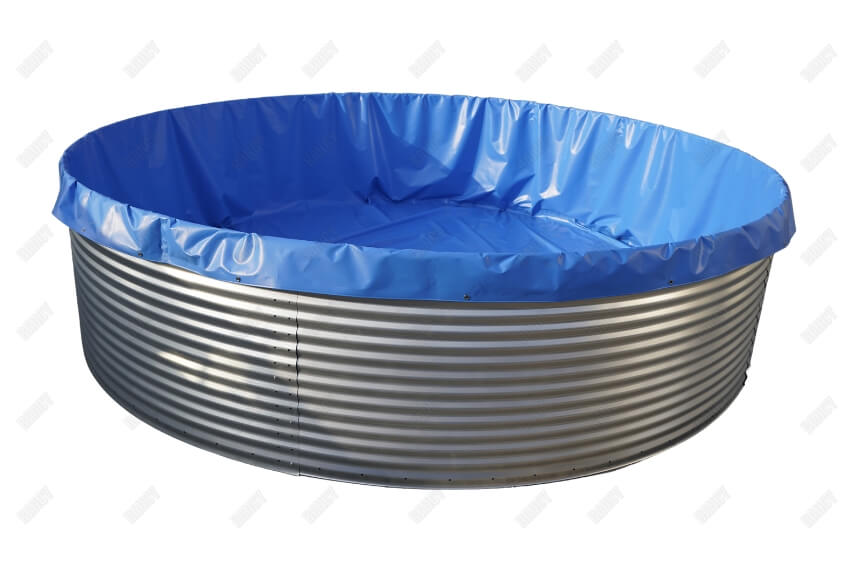 Round galvanized plate aquaculture tank, designed for efficient fish storage