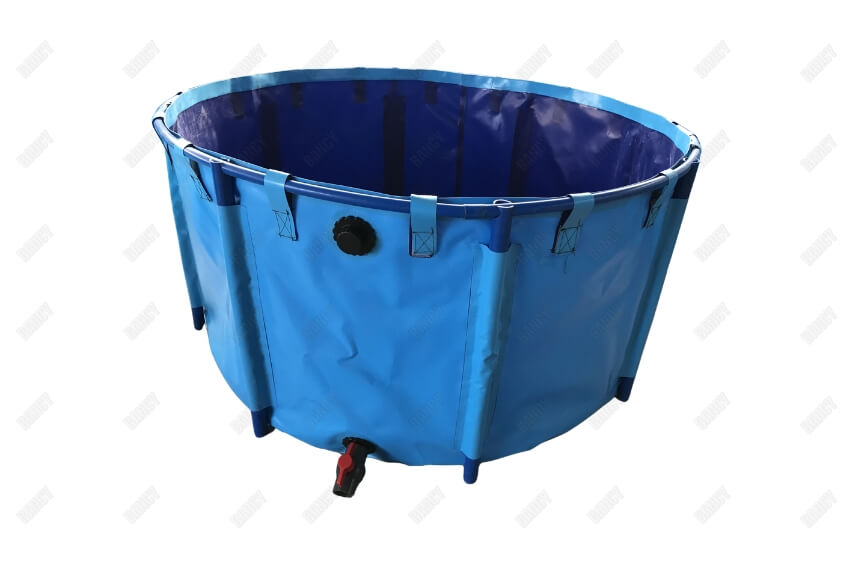 Plastic tube fish pond in blue, perfect for temporary aquatic setups