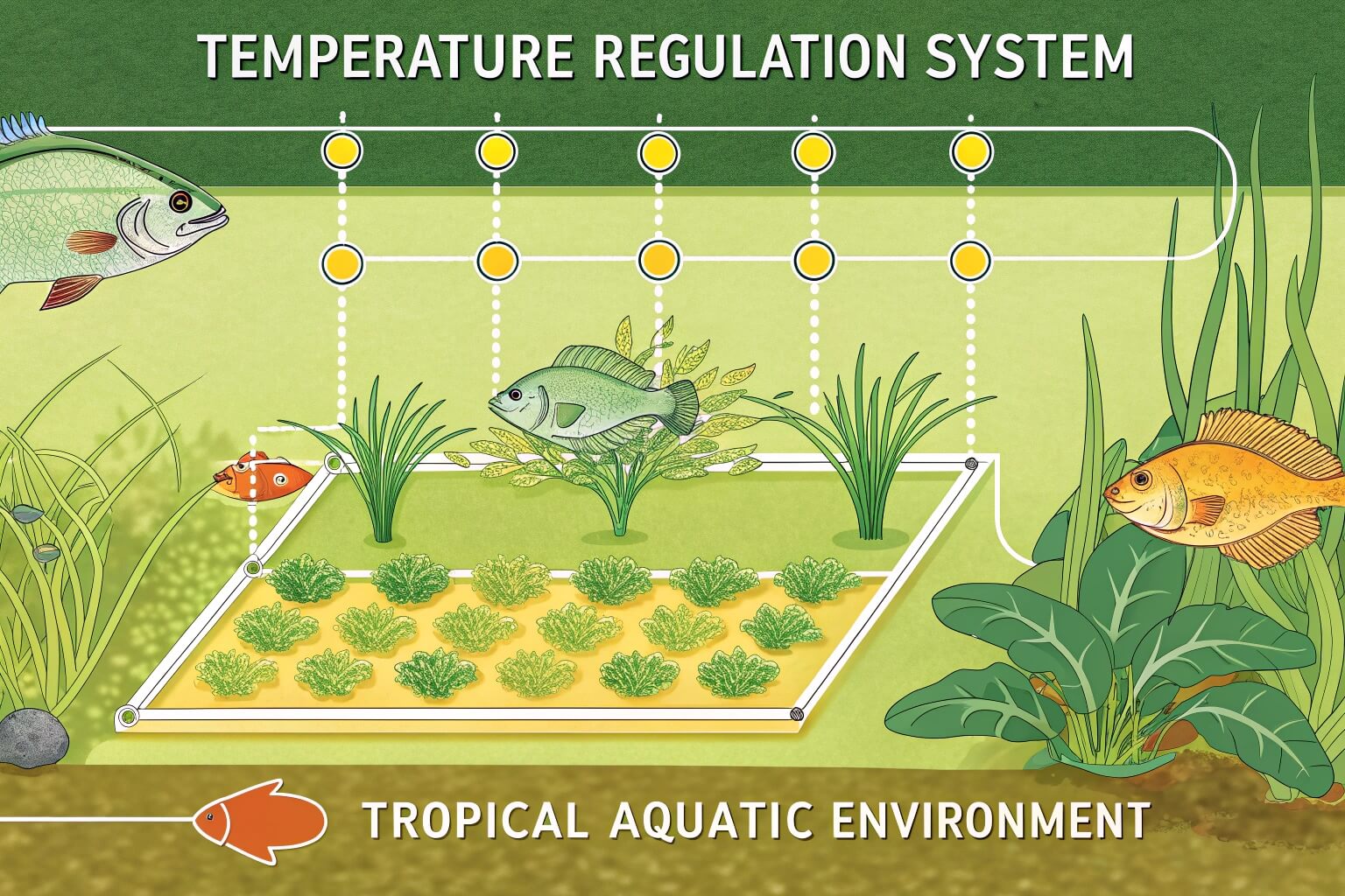 Essential equipment for a fish tank setup - filter, heater, substrate, test kit