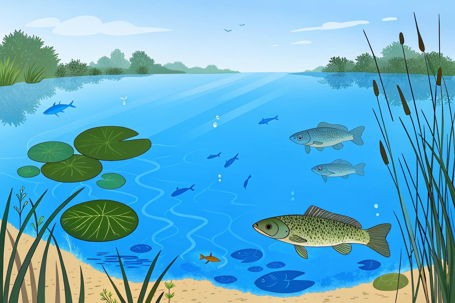 Fish swimming in a managed pond