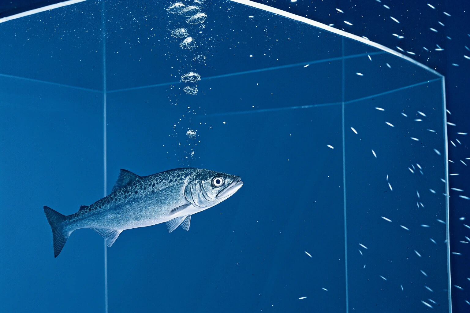 Close-up of fish farmer checking water quality in a tank