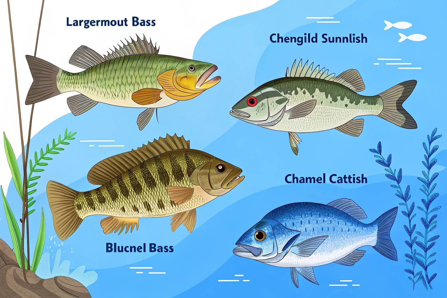 Different types of fish suitable for ponds