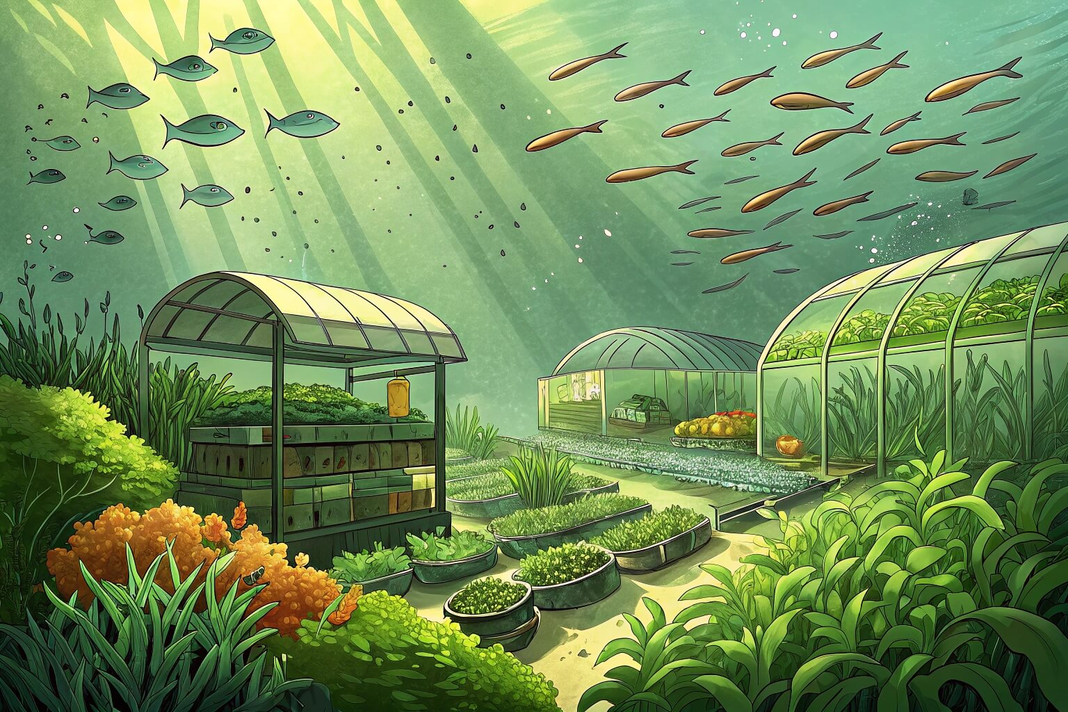 Various types of aquaculture tanks setup in an outdoor facility