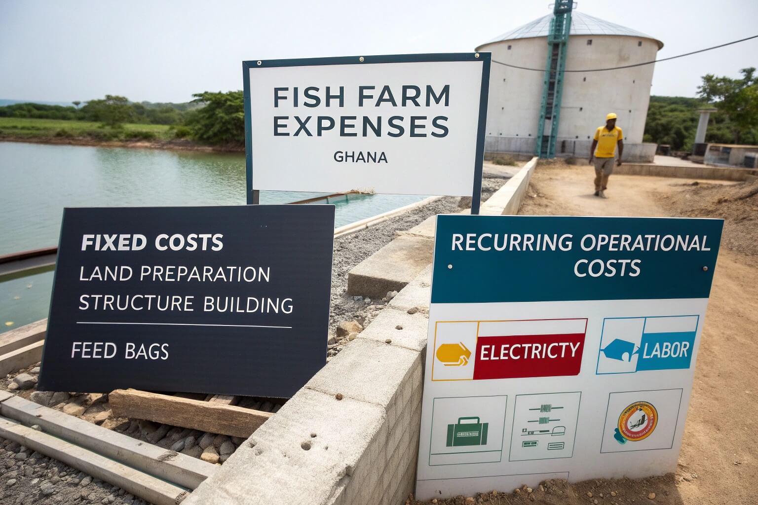 Spreadsheet or chart showing fish farm cost breakdown
