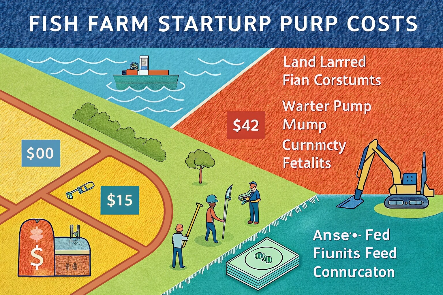 Overview of fish farm startup costs including land, ponds, and fish