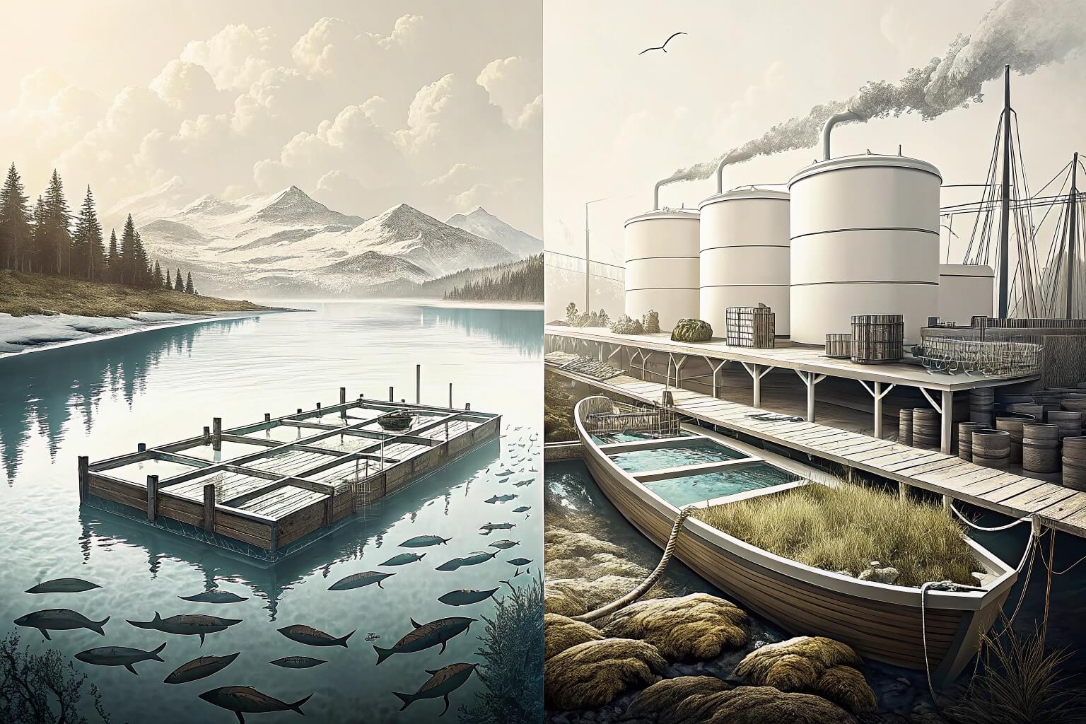 Modern fish farm in a leading country