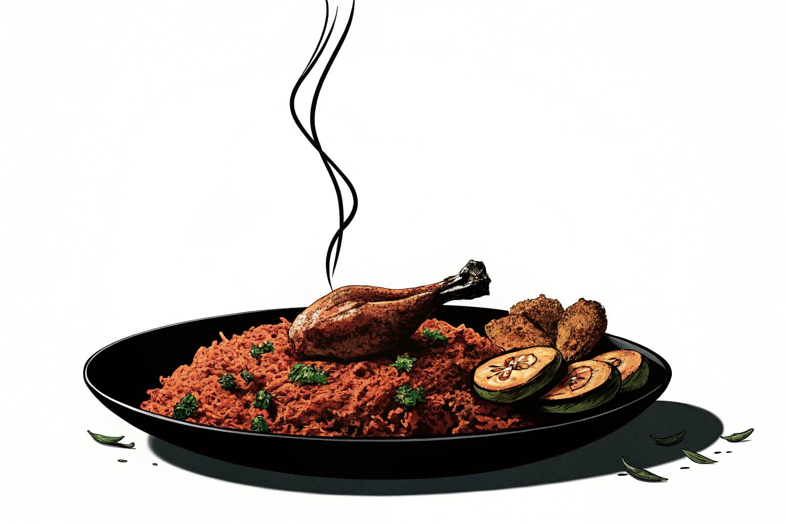 A plate of Ghanaian Jollof Rice with Chicken