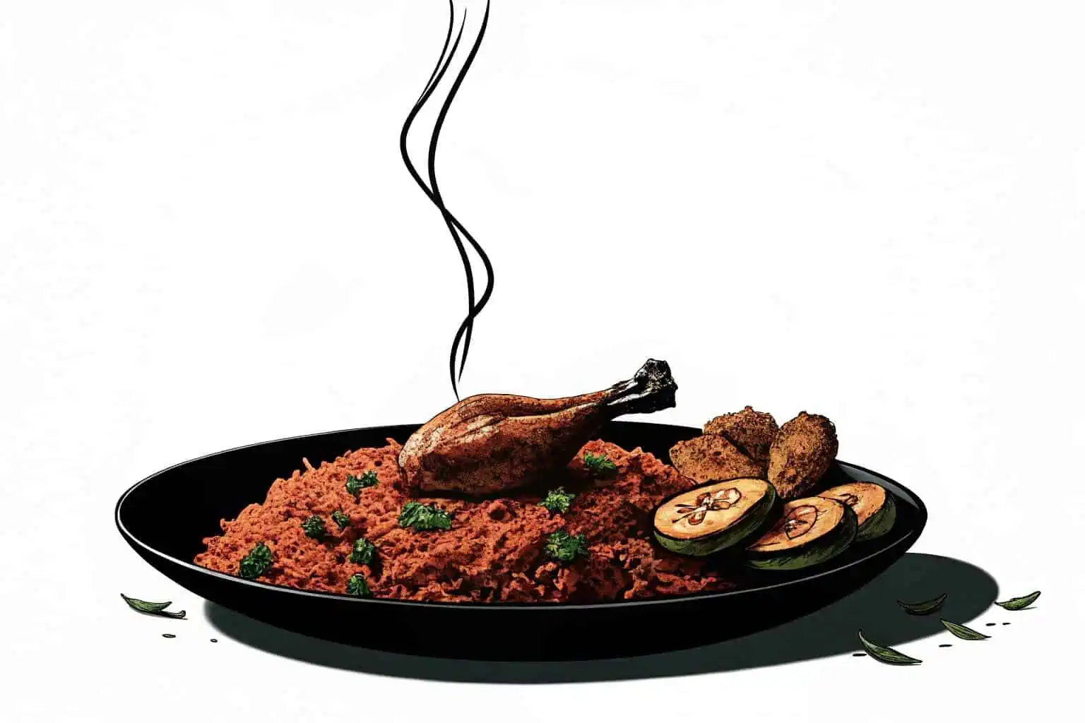 A plate of Ghanaian Jollof Rice with Chicken