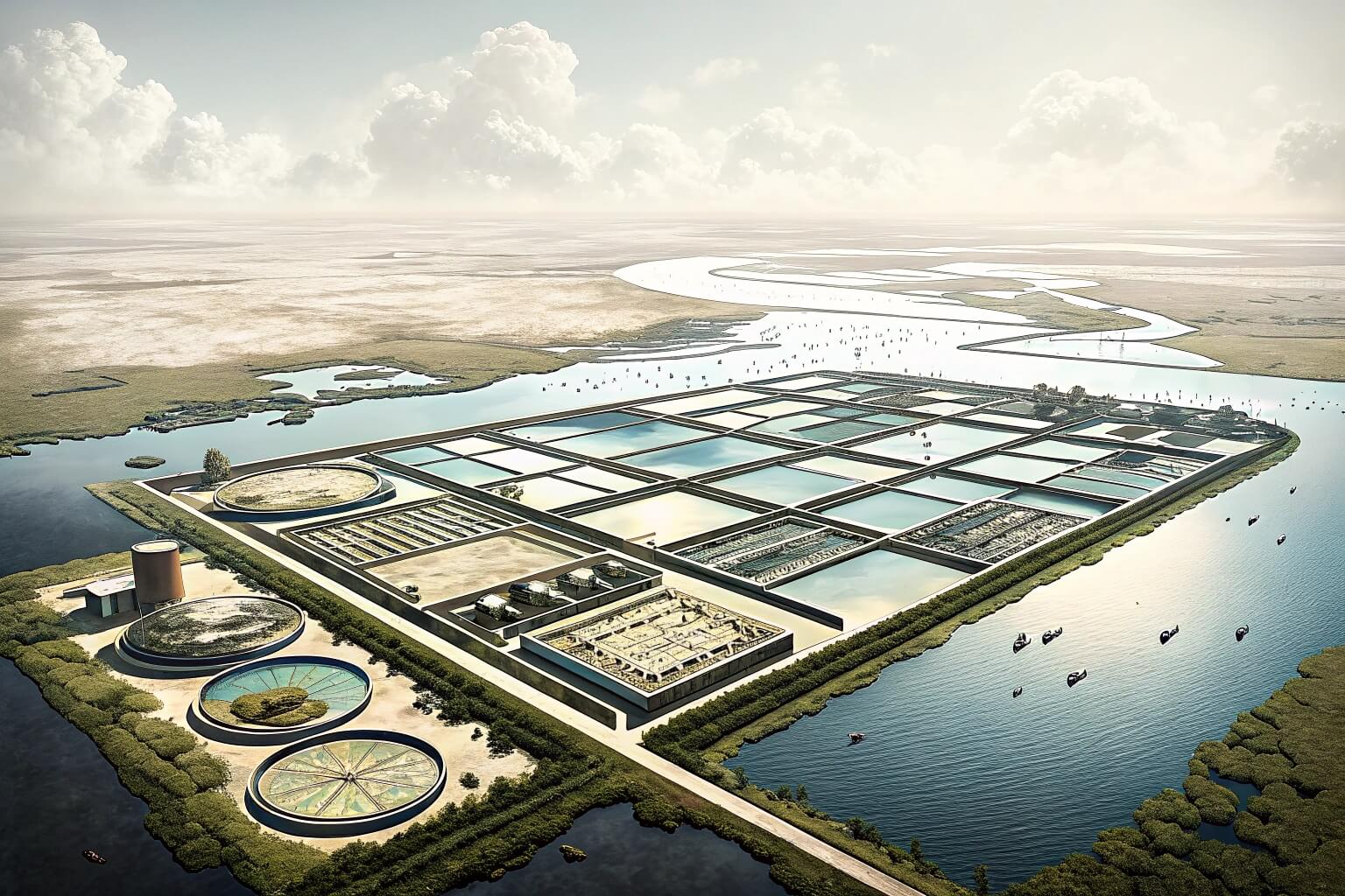 Large scale aquaculture facility in China