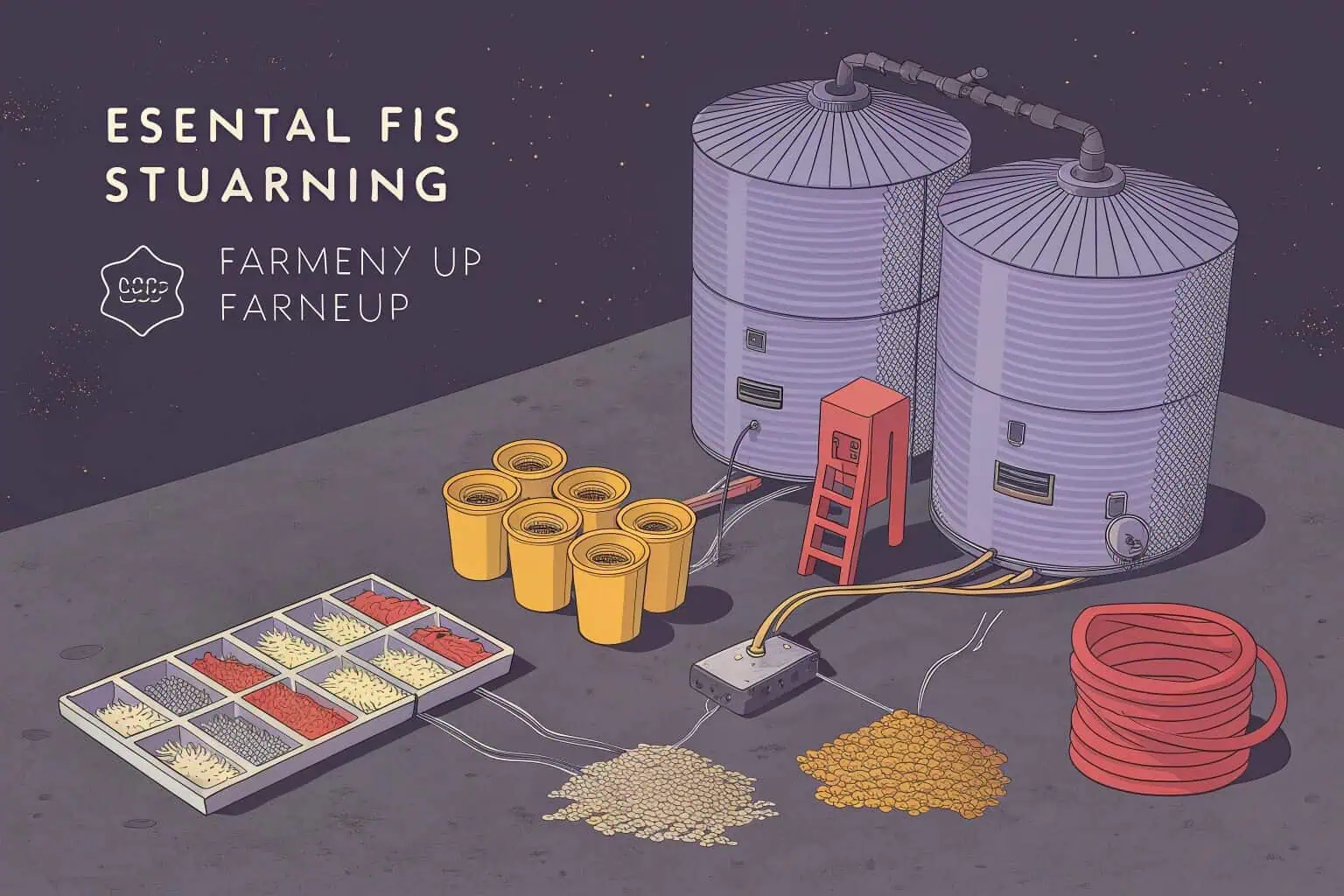 Various fish farming equipment and tanks