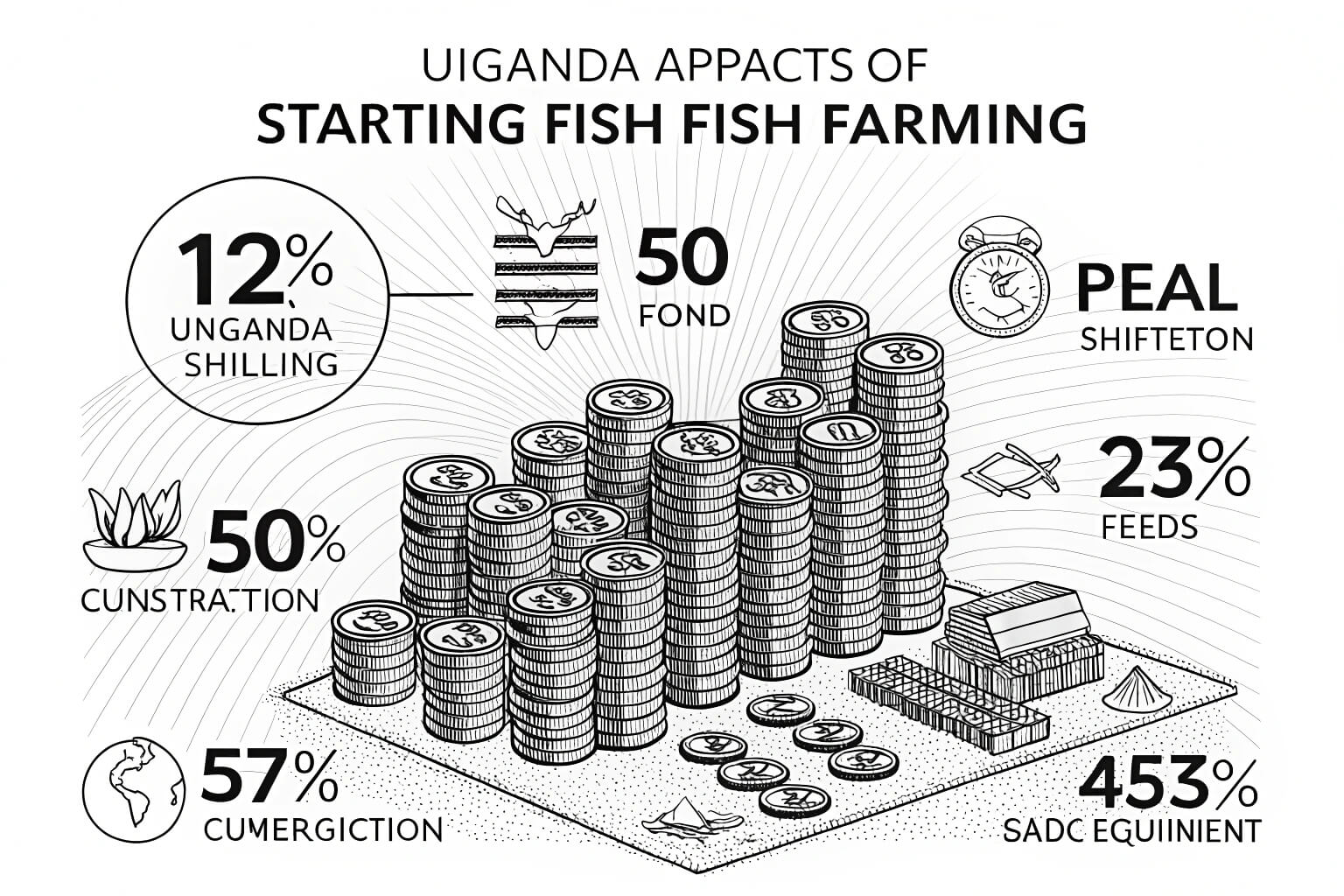 Close up of Ugandan Shillings to illustrate investment in fish farming