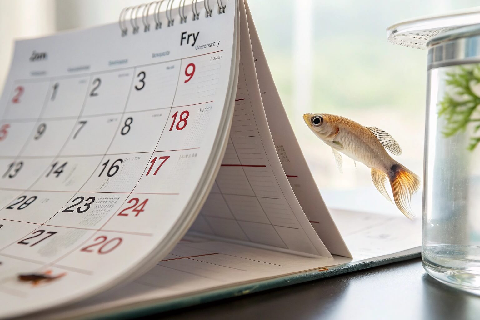 A timeline graphic showing betta breeding stages