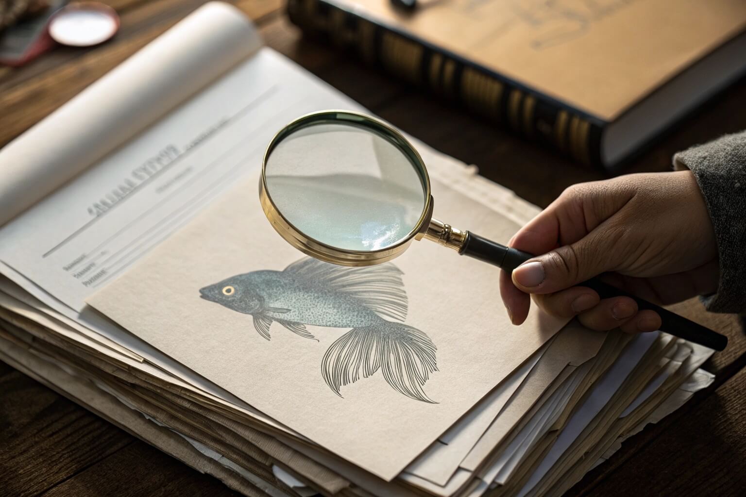 A person researching on a laptop with legal documents in the background