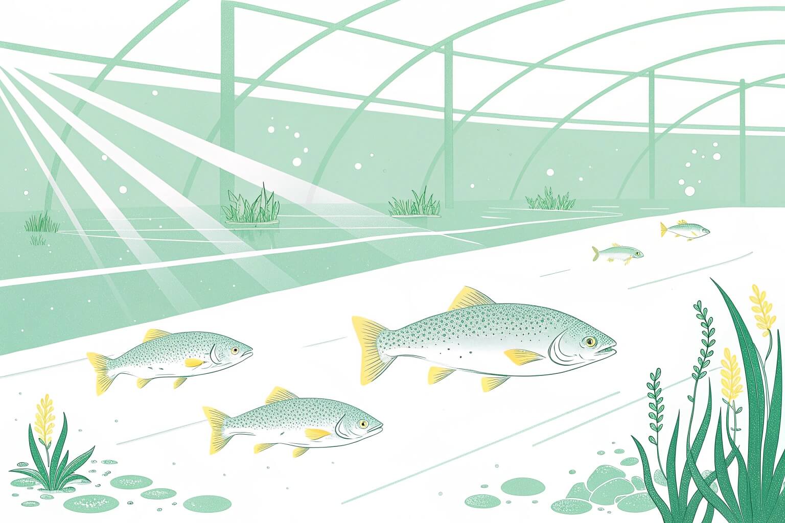 Clear water in a well-maintained tilapia farm, showing healthy fish swimming