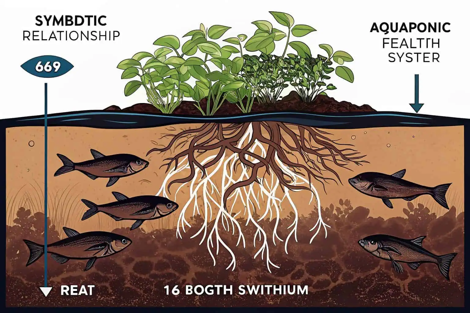 Aquaponics system with Bancy fish tank and plants