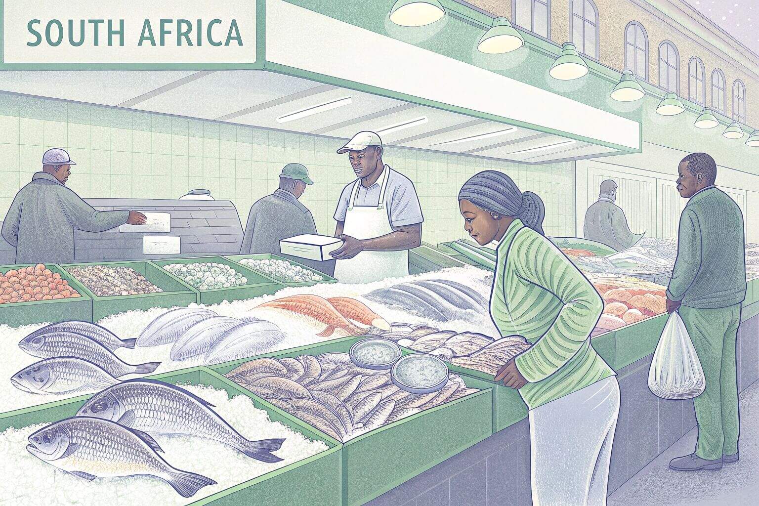 Fresh fish being sold at a market stall