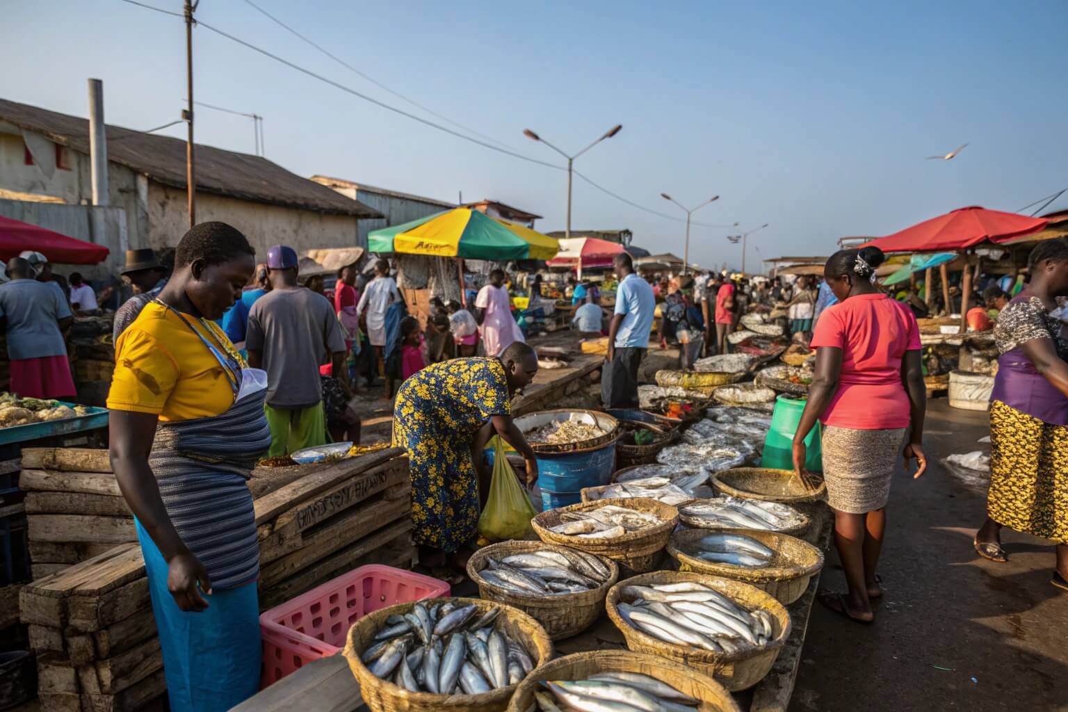Fresh tilapia fish at a Ghanaian market