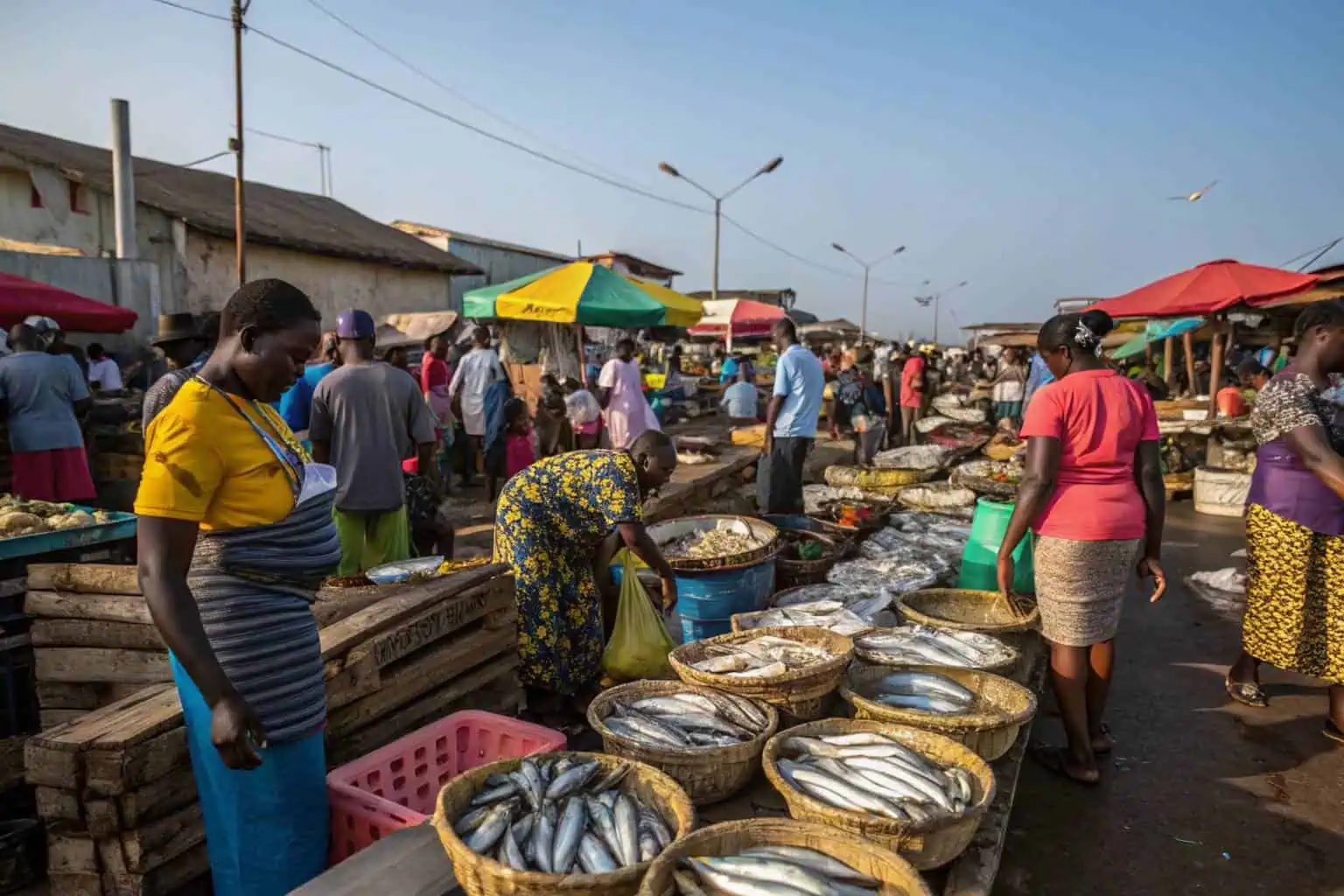 Fresh tilapia fish at a Ghanaian market