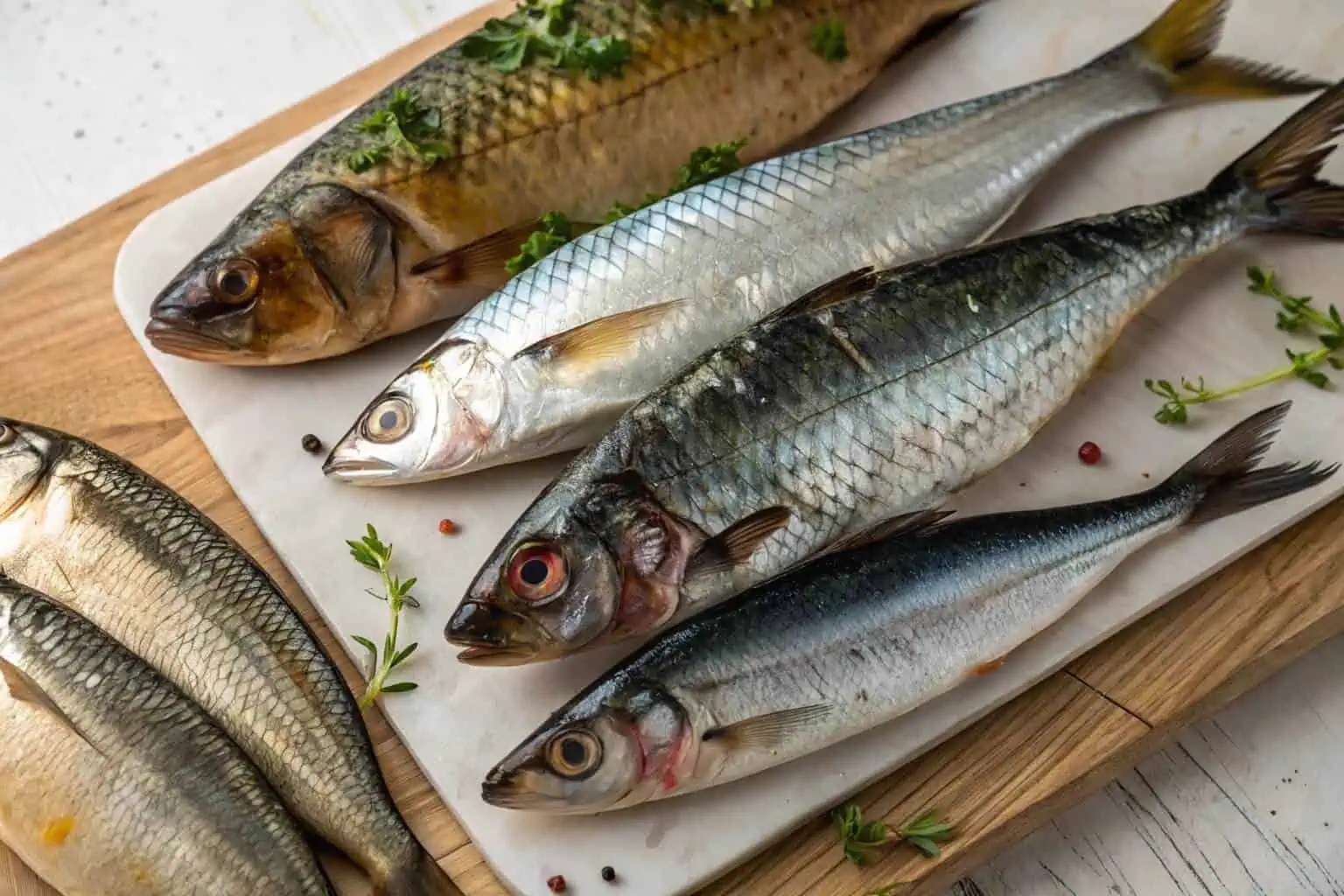 Various local Ghanaian fish species at a market stall