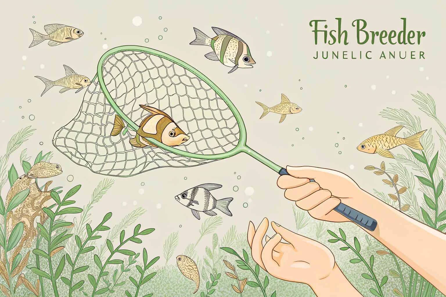 A fish breeder inspecting a tank of juvenile fish