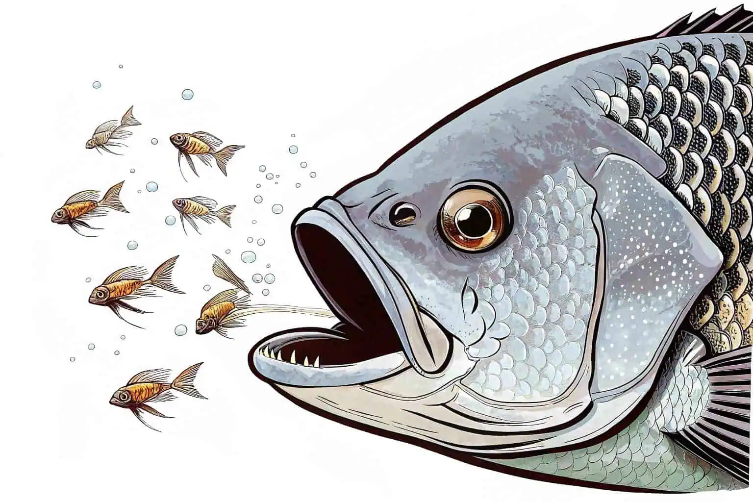 Tilapia mouthbrooding, protecting her fry