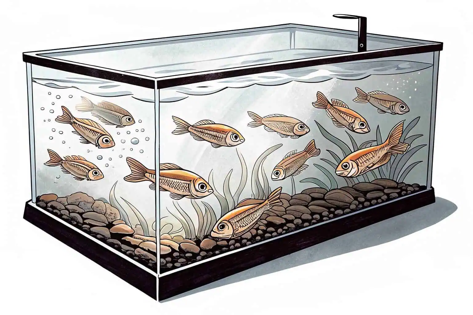 A school of young tilapia fry in a hatchery