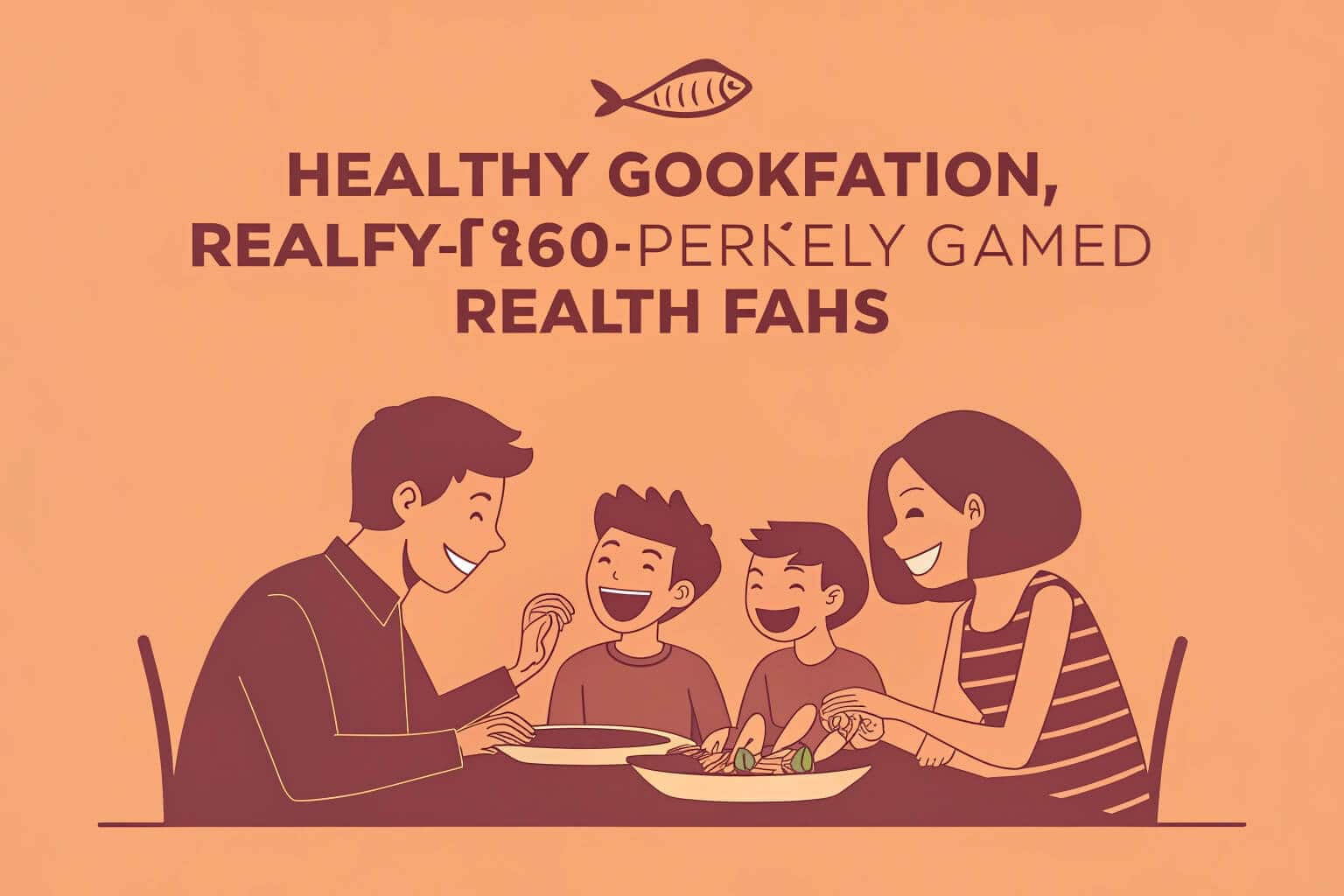 A family enjoying a healthy meal of cooked fish