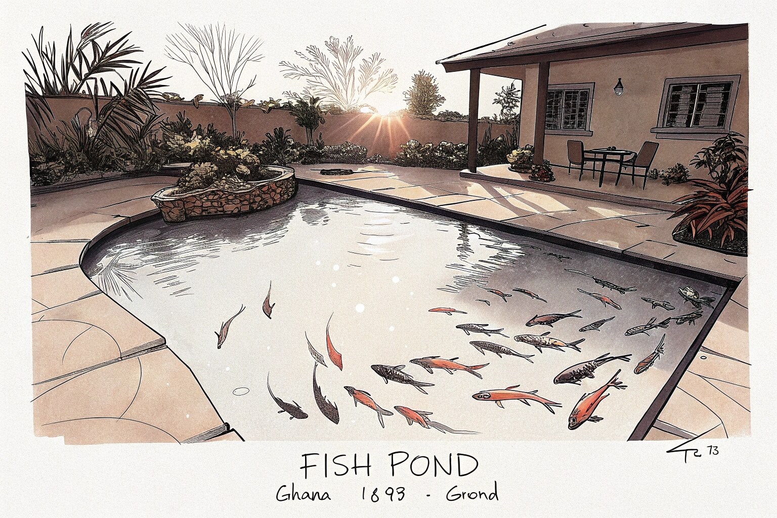 Fish pond with clear water in Ghana