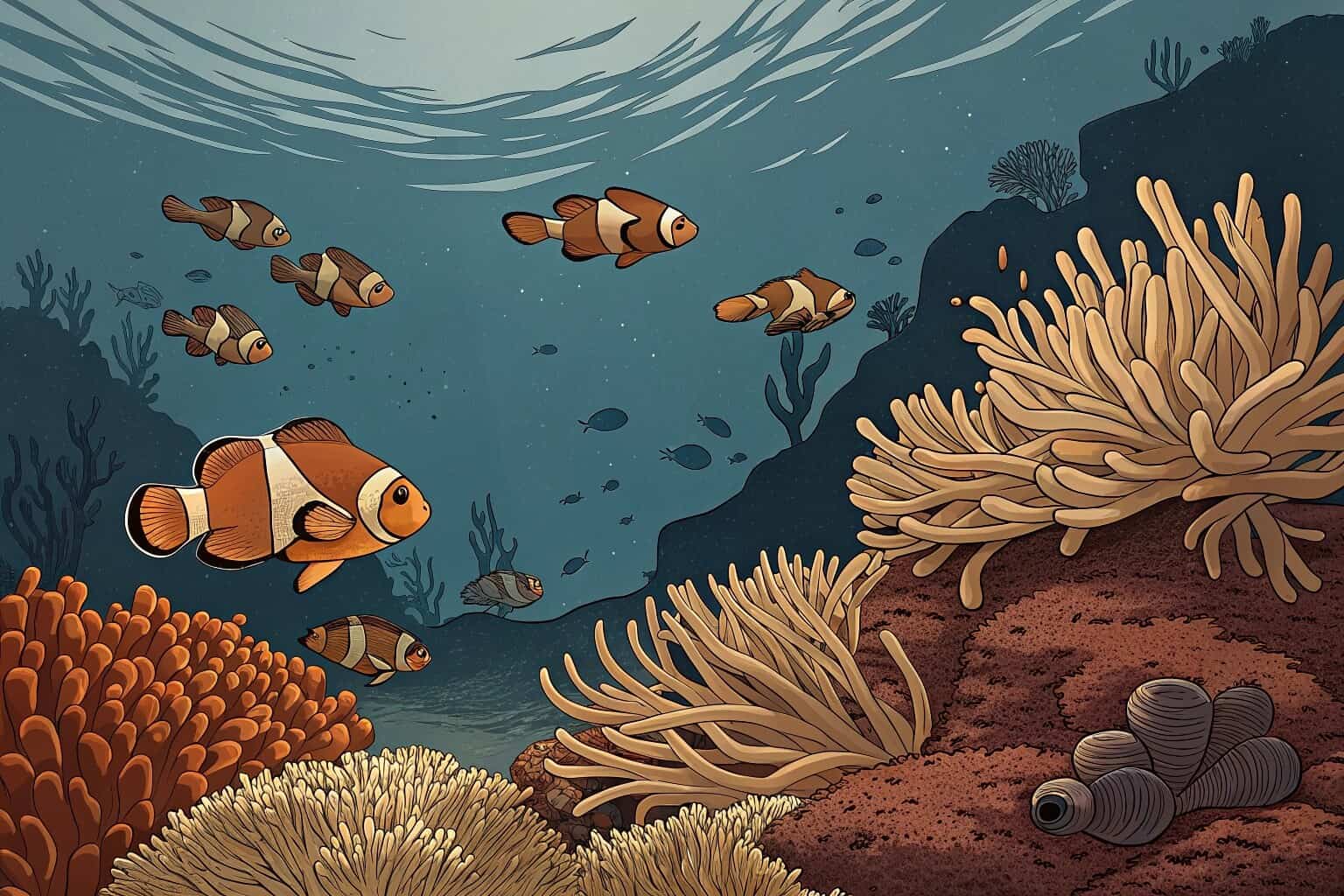 A vibrant, complex coral reef ecosystem