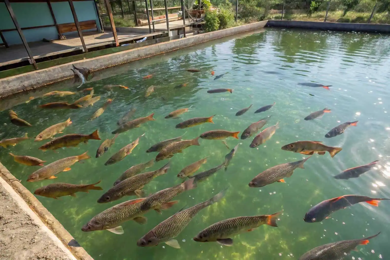 Fish swimming in a pond in Ghana