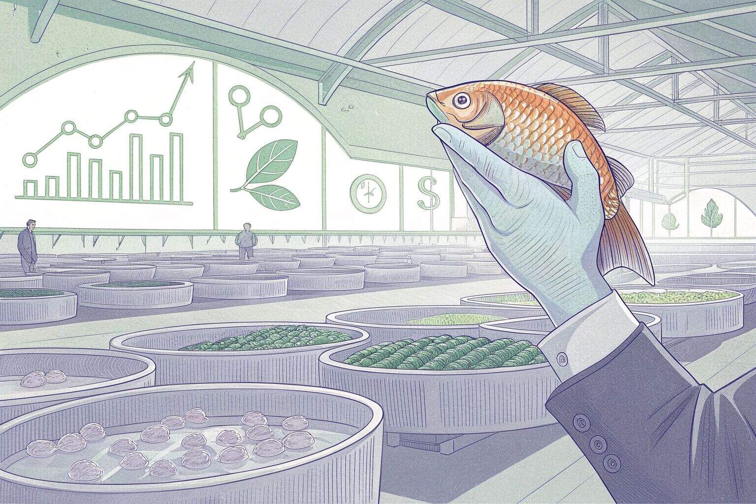 A graph showing potential profit growth in aquaculture