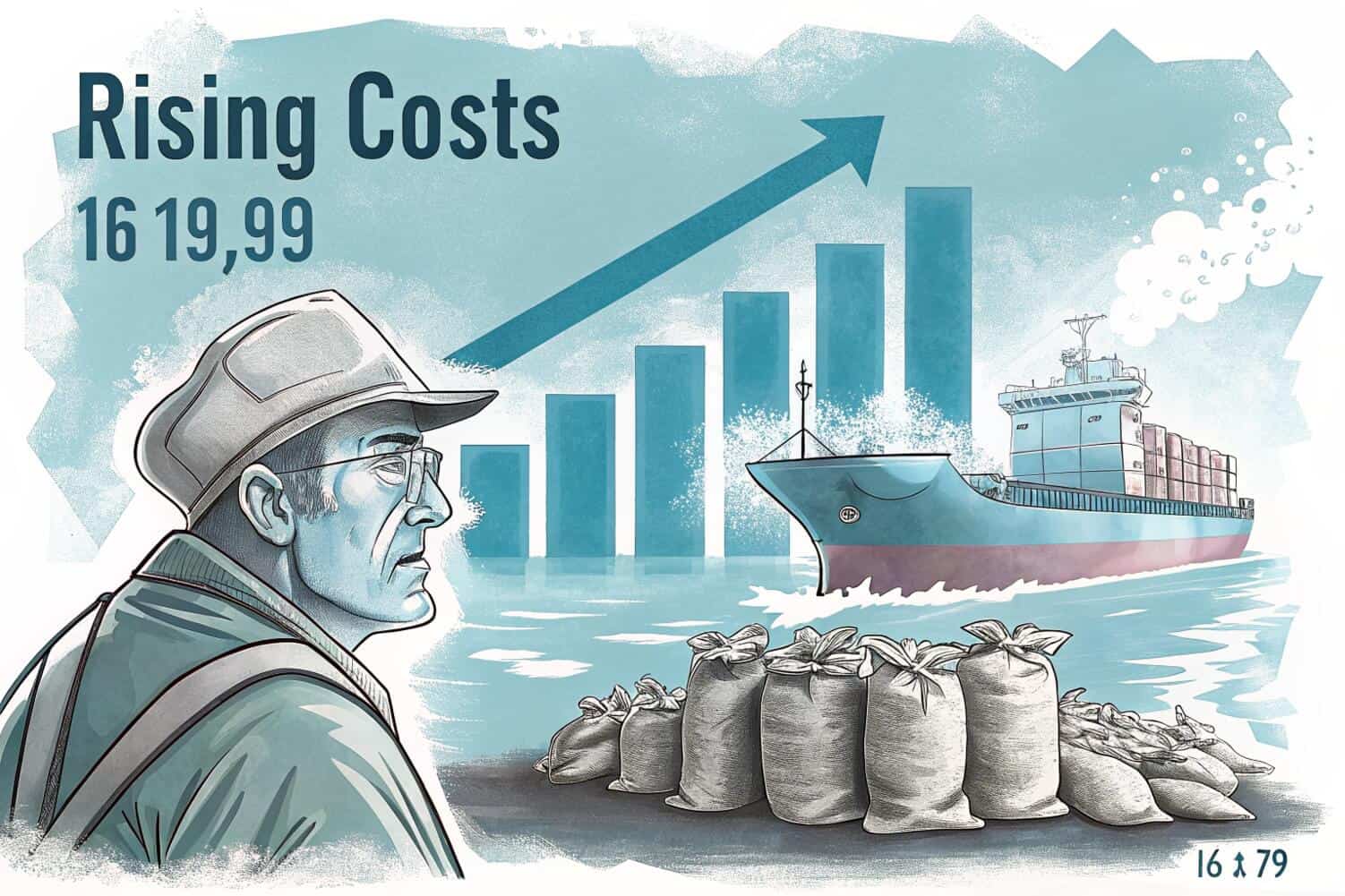 Graph showing rising fish feed prices