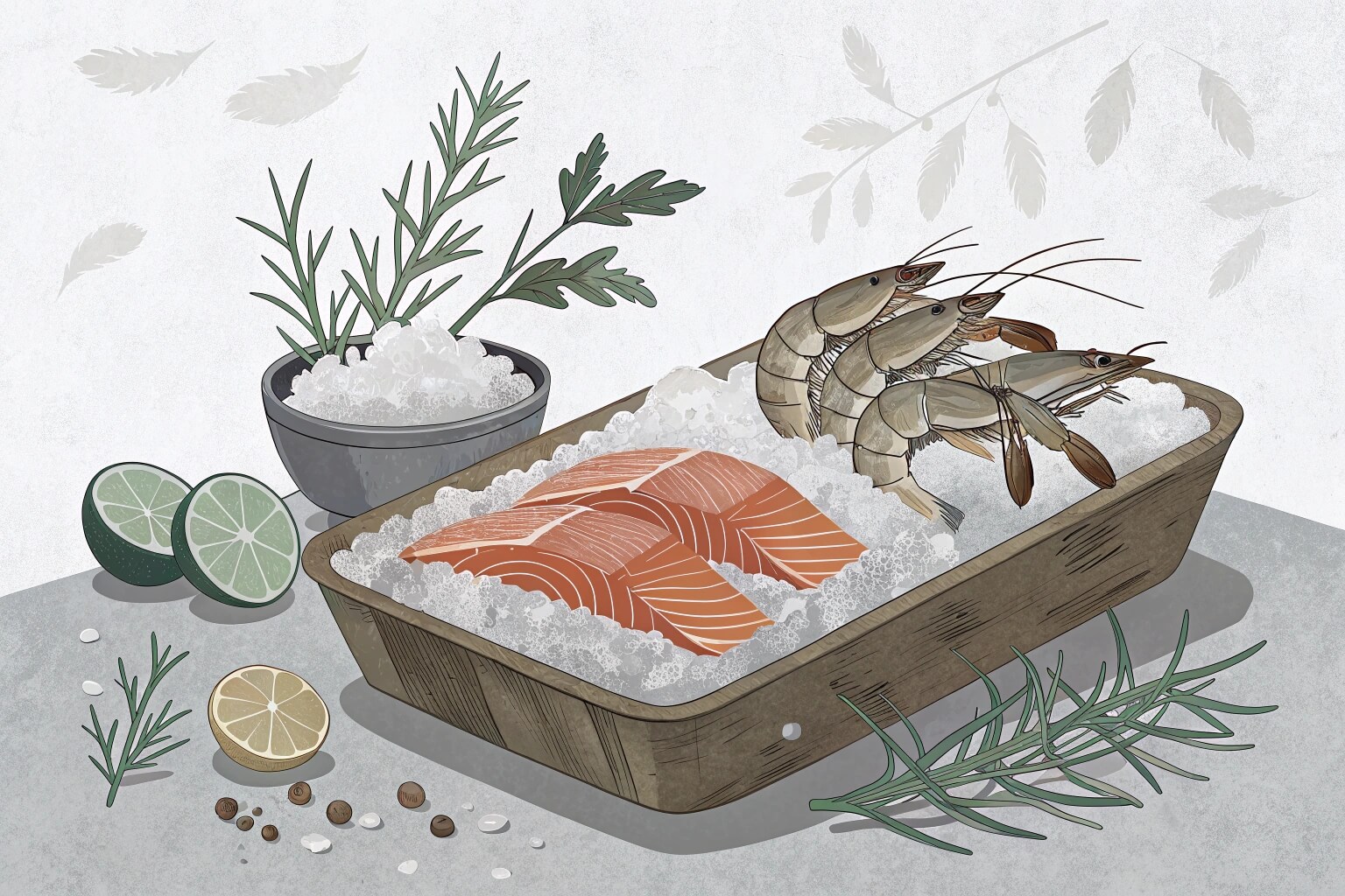 Popular seafood dishes featuring salmon and shrimp