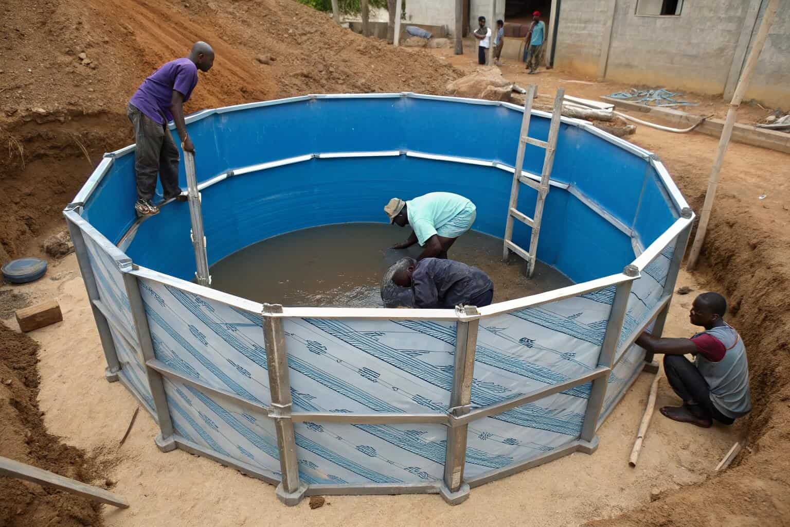 Construction of a fish pond in Ghana
