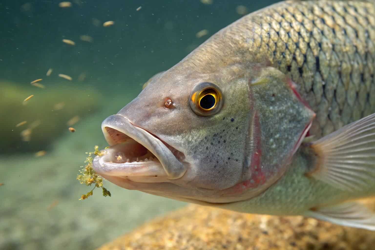 A tilapia with a mouthful of fry