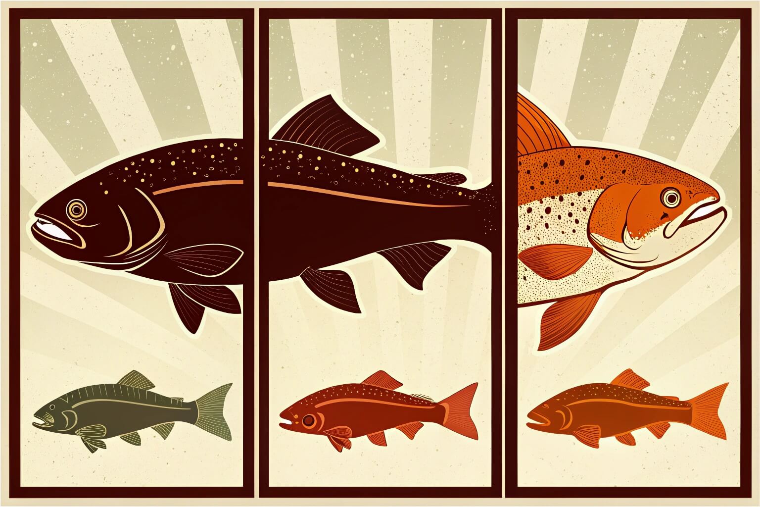 Close-up of Tilapia, Trout, and Catfish