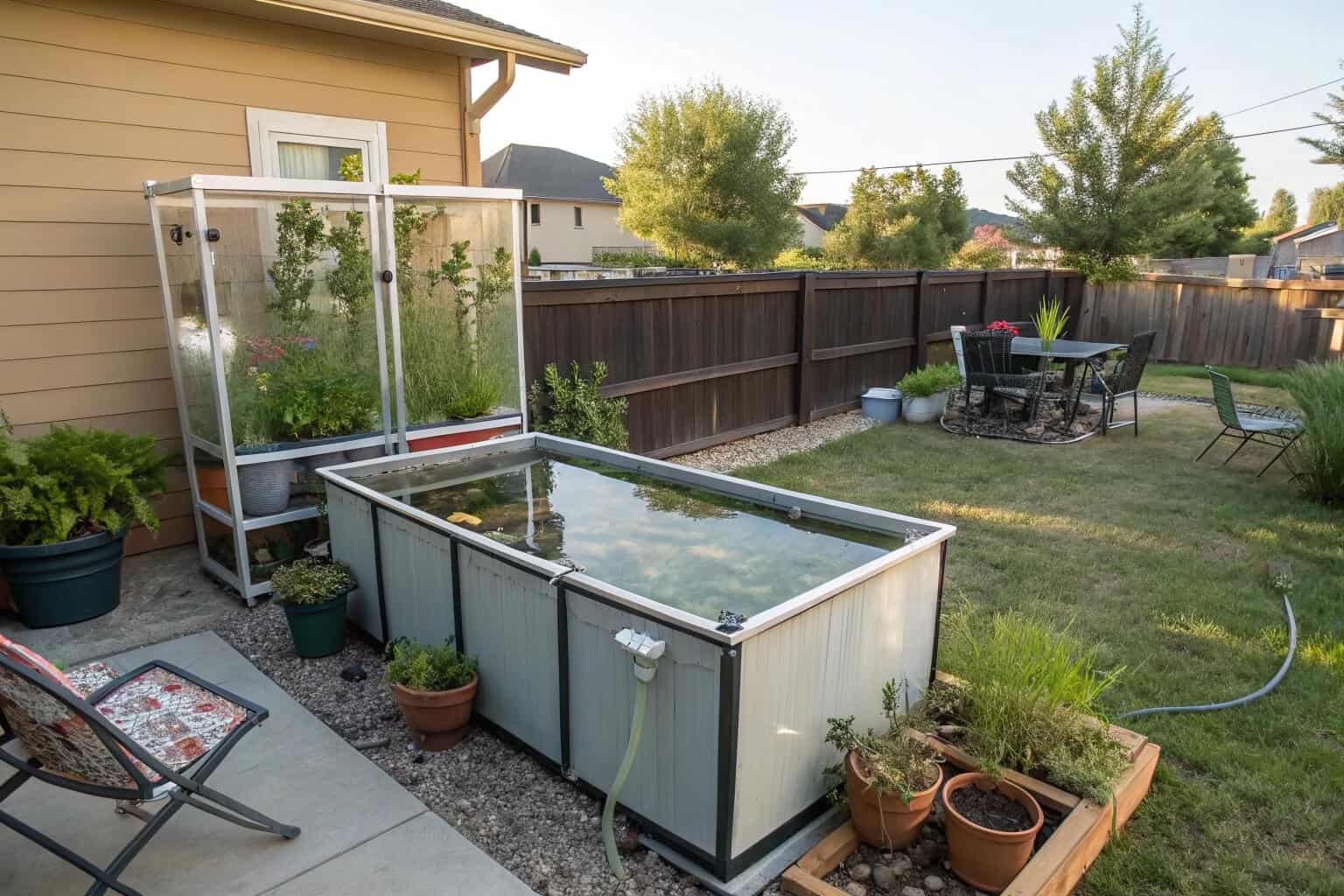 A beginner-friendly home fish farming setup in a backyard