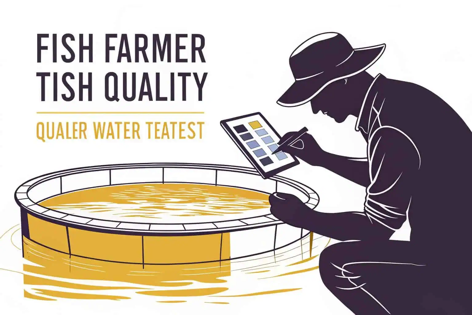 A farmer testing the water quality of a fish tank
