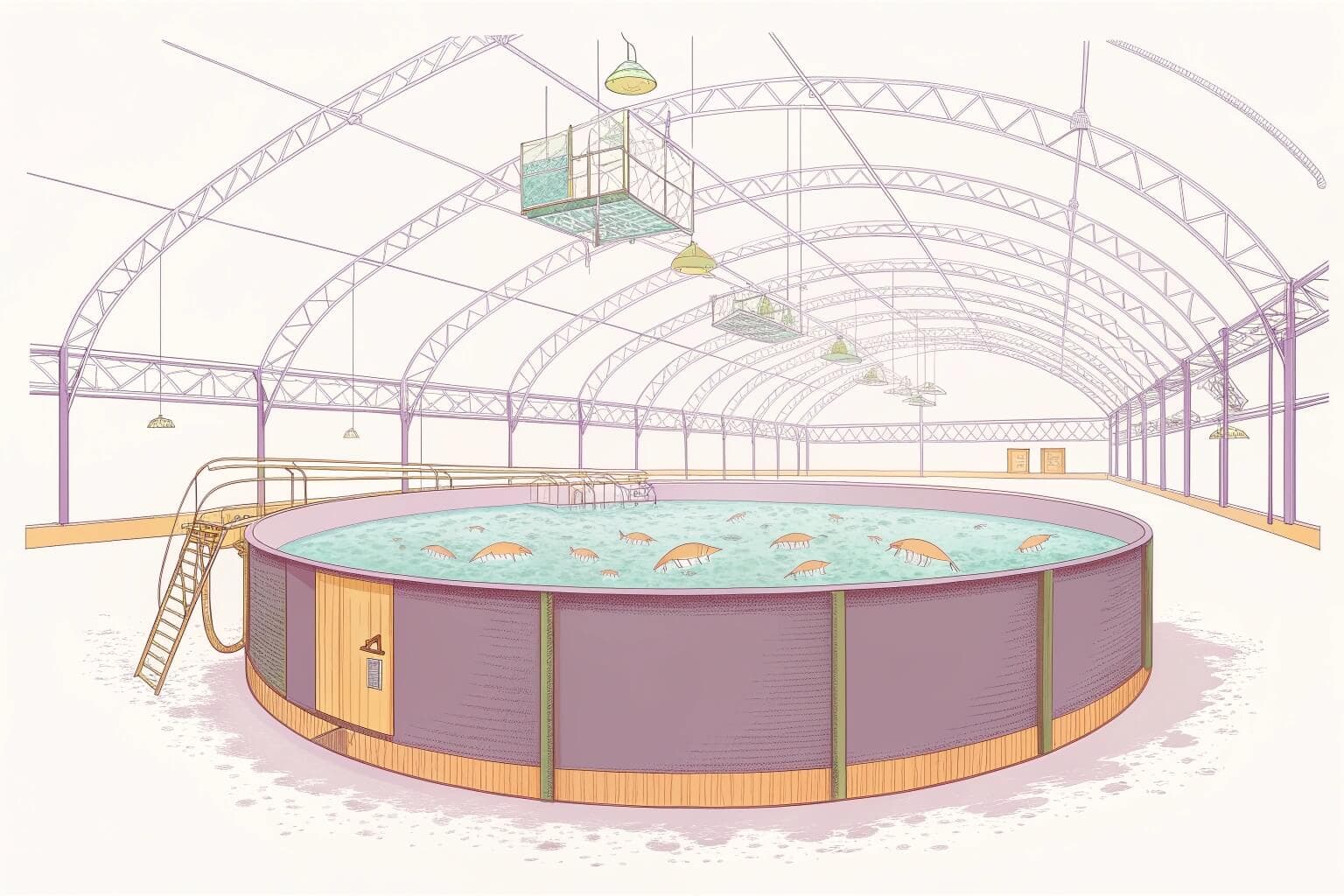 A Biofloc fish farming tank with murky water full of flocs