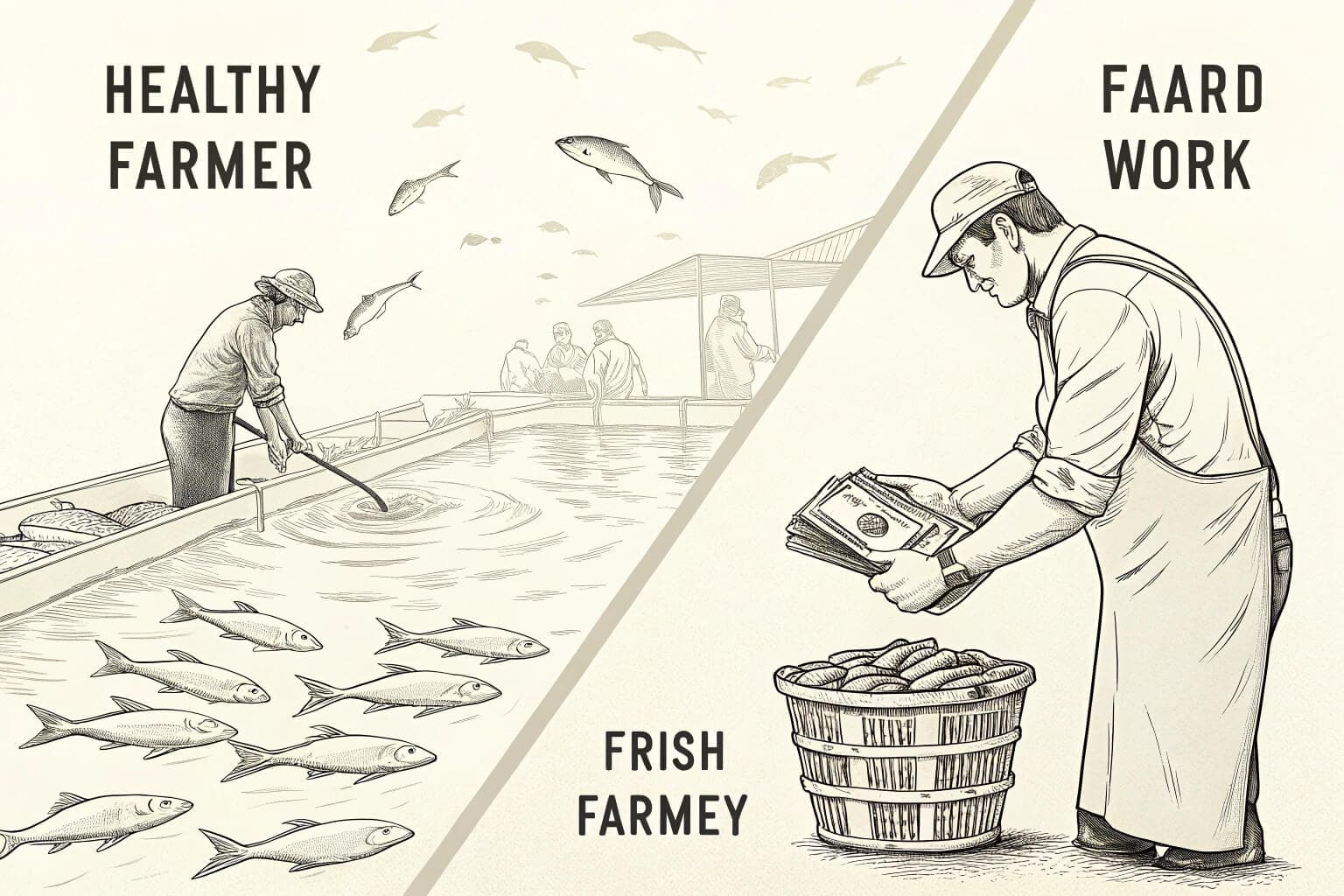 Stacks of money next to a fish tank