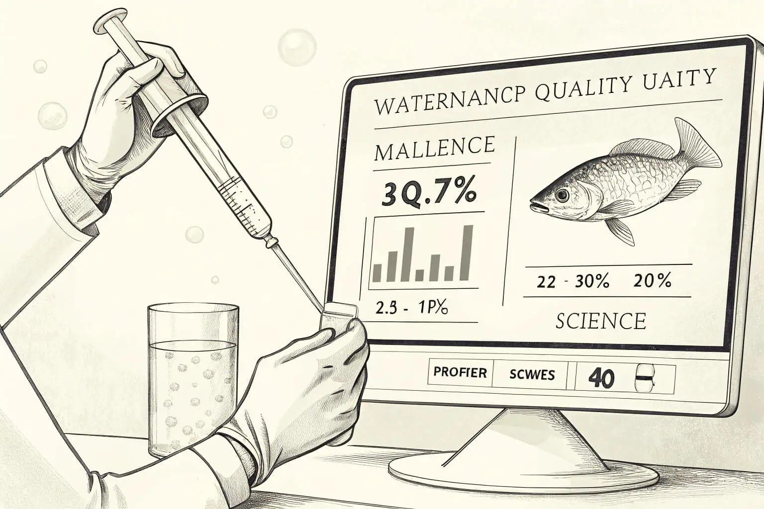 A sign warning of biohazard risk at a fish farm