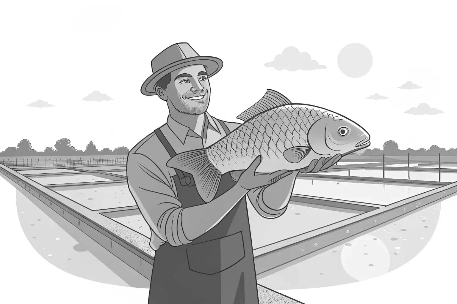 A large carp being held by a farmer