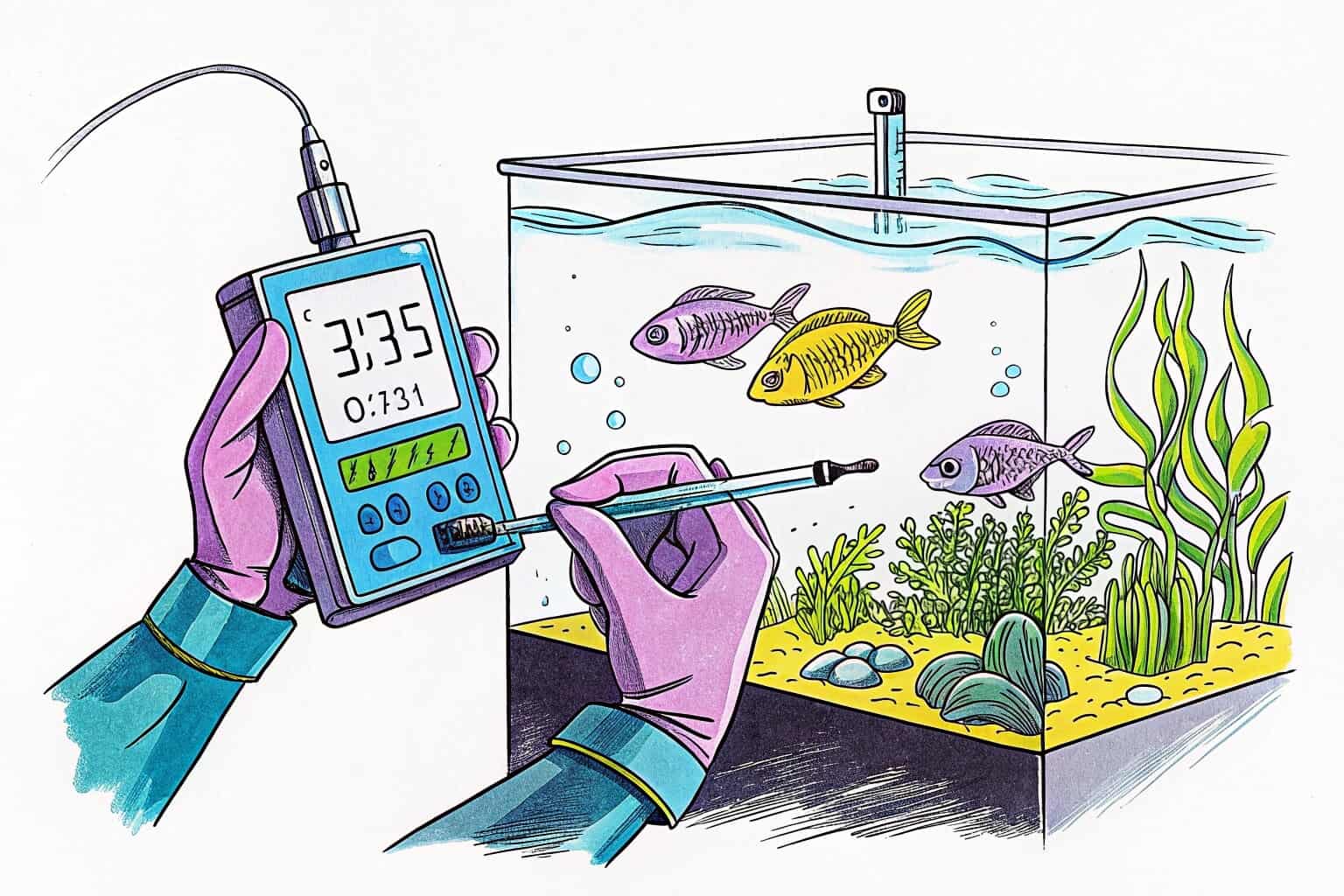 Water quality testing kit being used by a fish farmer