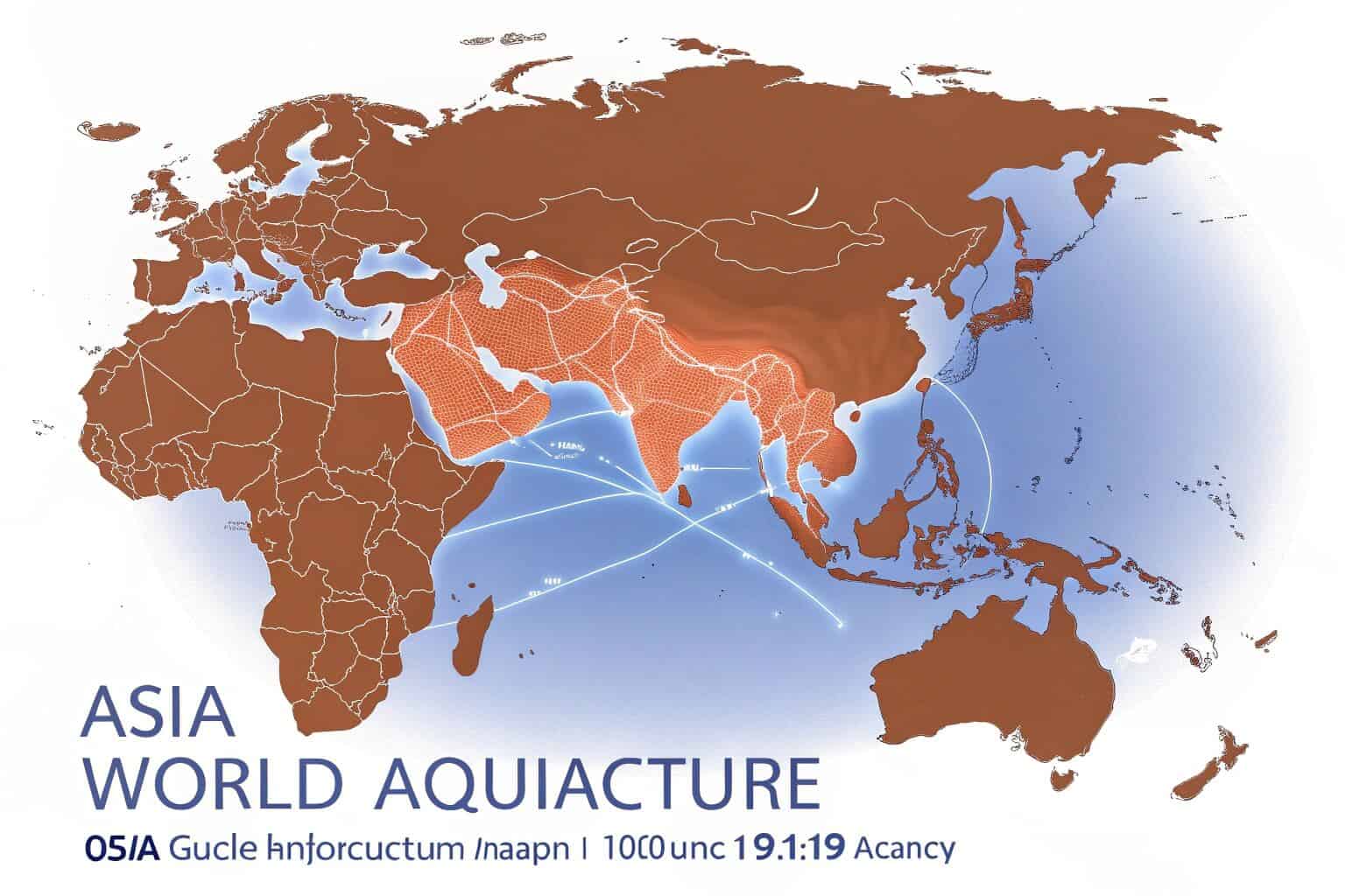 A map of the world highlighting Asia as the dominant aquaculture region