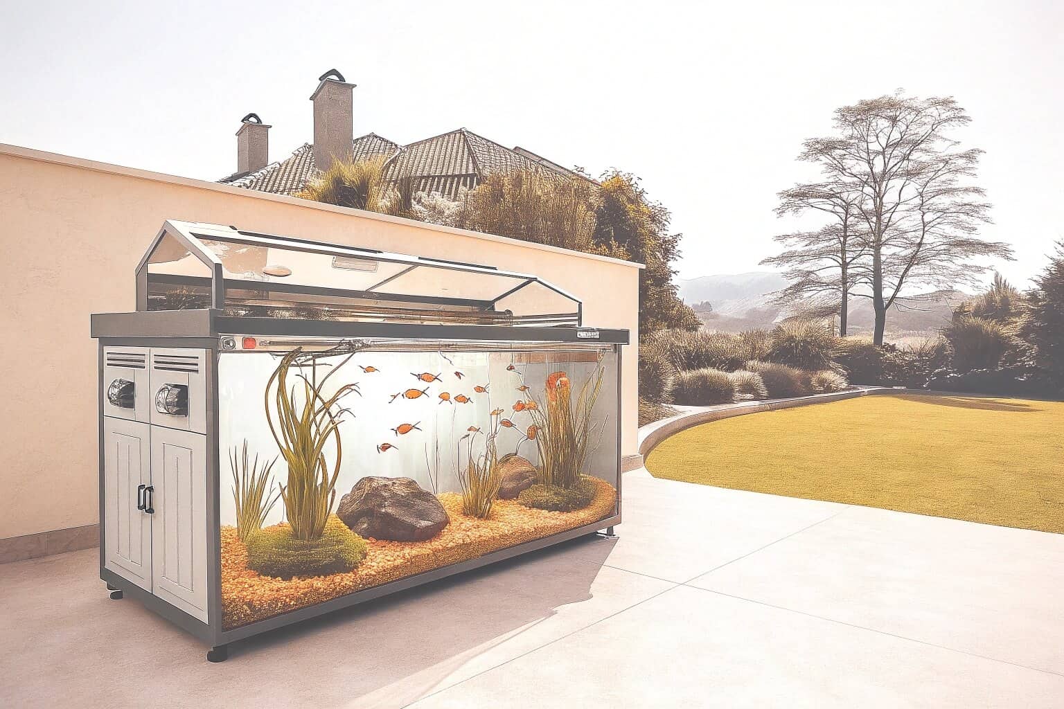 A collapsible fish tank set up for saltwater aquaculture