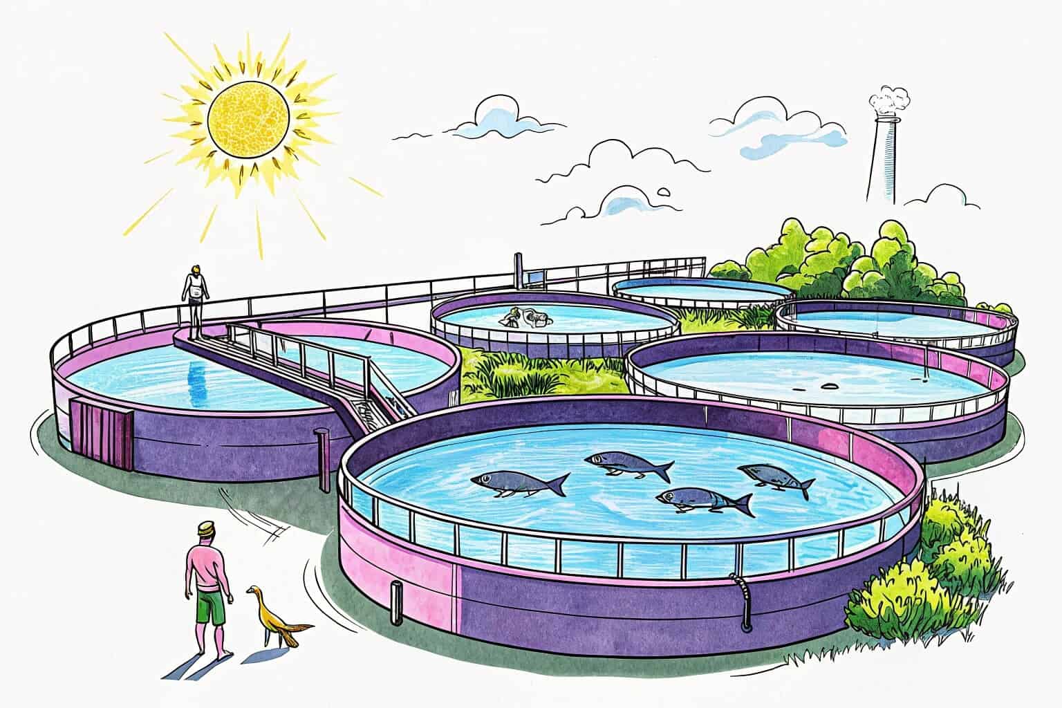 A clean and well-maintained fish pond