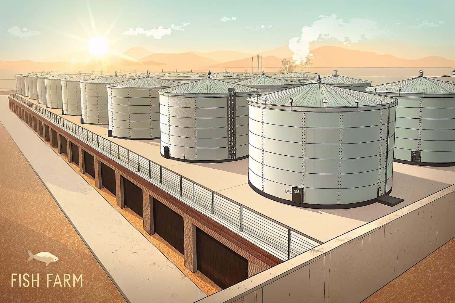 A well-organized fish farm with multiple tanks