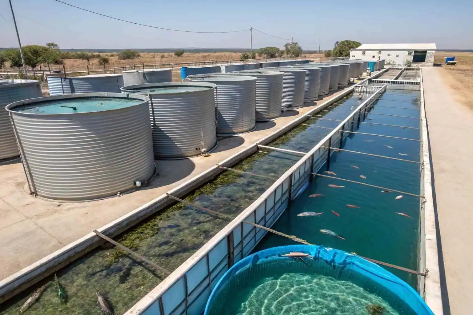 A fish farm in Zambia with clear water and healthy fish