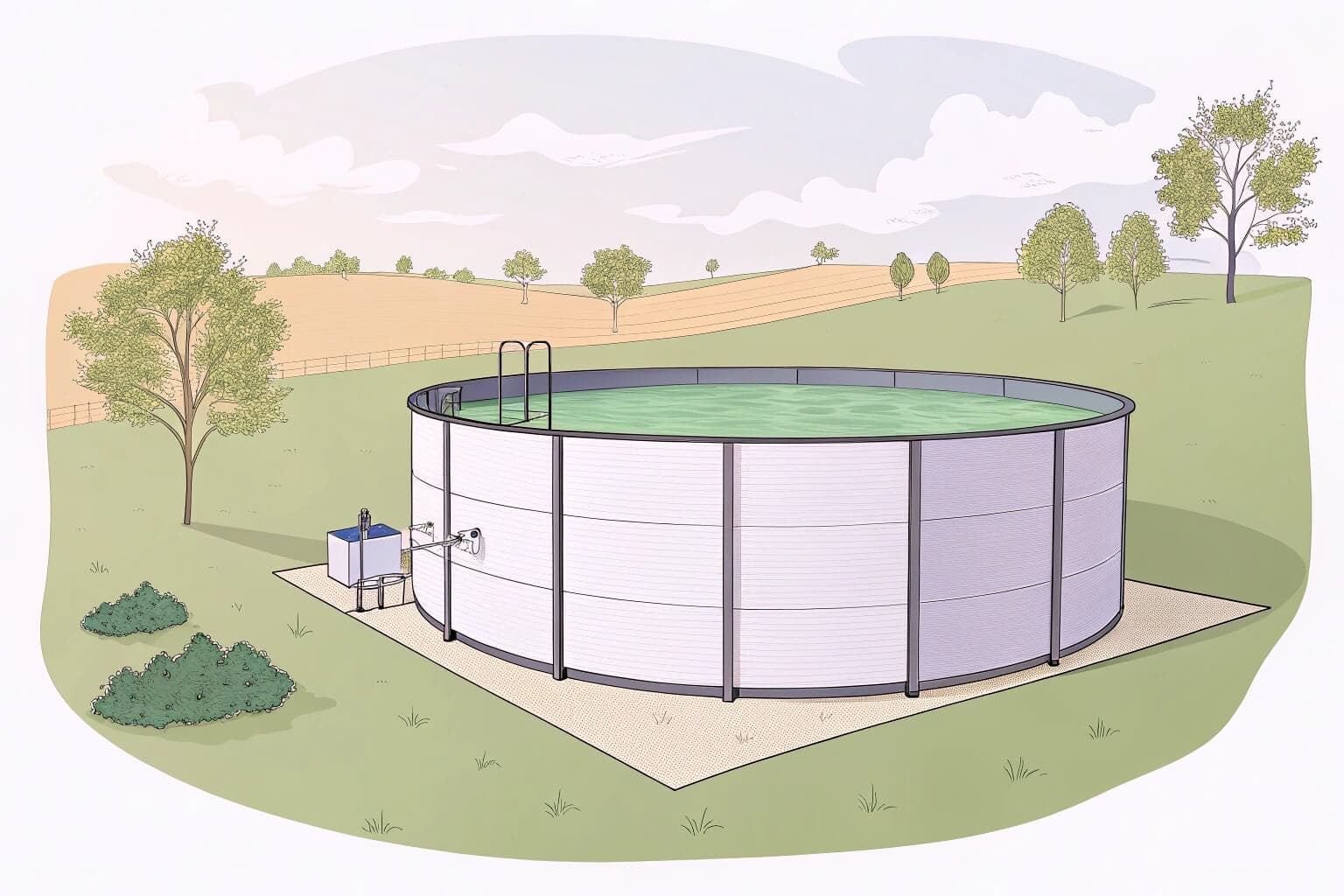 An outdoor green water biofloc pond